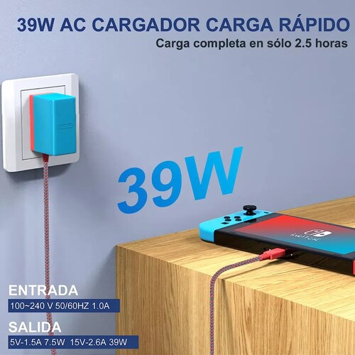 Cargador Para Nintendo Switch 5v 1.5a/ 15v 2.6a Ac Adaptador
