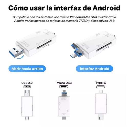 Lector De Tarjetas 6 En 1 Adaptador Micro Sd Usb Otg Celular