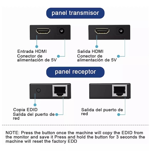 Extensor De Hdmi Adaptador Cat5e/6/7 60m Full Hd 1080p 3d