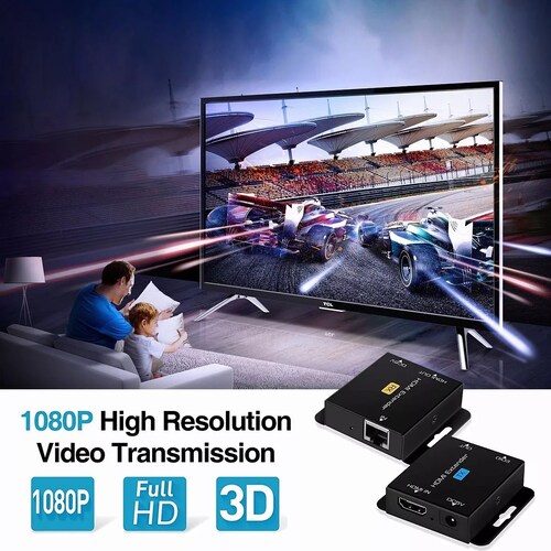 Extensor De Hdmi Adaptador Cat5e/6/7 60m Full Hd 1080p 3d