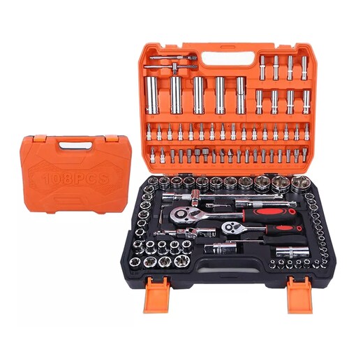 Juego De Dados Herramientas Llaves Autocle Estuche 108 Pz 