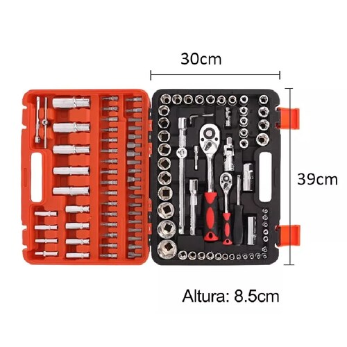 Juego De Dados Herramientas Llaves Autocle Estuche 108 Pz 