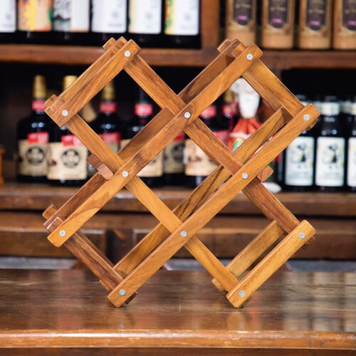 Cava de madera de parota plegable Hogare, Diseño moderno y elegante,  Acabados finos, Resistente, Capacidad 6 botellas