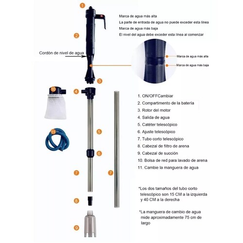 Limpiador Eléctrico Para Acuarios O Peceras Con Adaptador