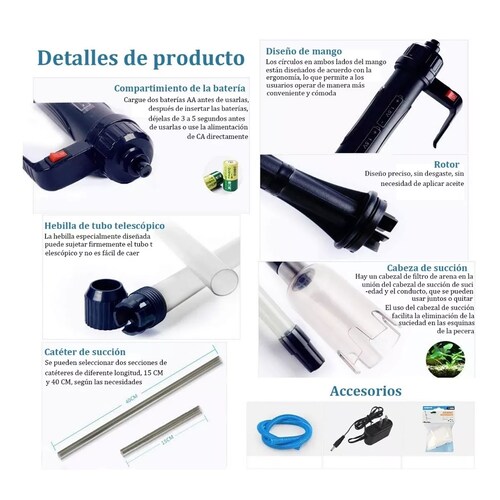 Limpiador Eléctrico Para Acuarios O Peceras Con Adaptador