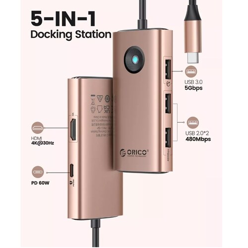 Adaptador Pd60w Hdmi Multipuertos Usb 3.0 5 En 1 Usb Hub 