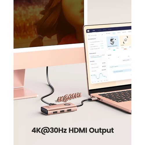 Adaptador Pd60w Hdmi Multipuertos Usb 3.0 5 En 1 Usb Hub 
