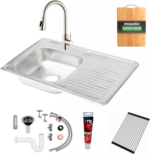 CNX Kit de Mezcladora y Fregadero para Cocina con Escurridero, Accesorios Regalo