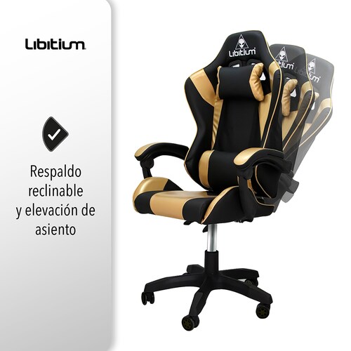 Silla Gamer Libitium Gaming Consola Pc Ergonomica Reclinable Dorado