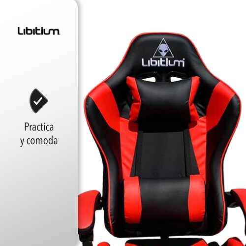 Silla Gamer Libitium Gaming Consola Pc Ergonomica Reclinable Rojo.
