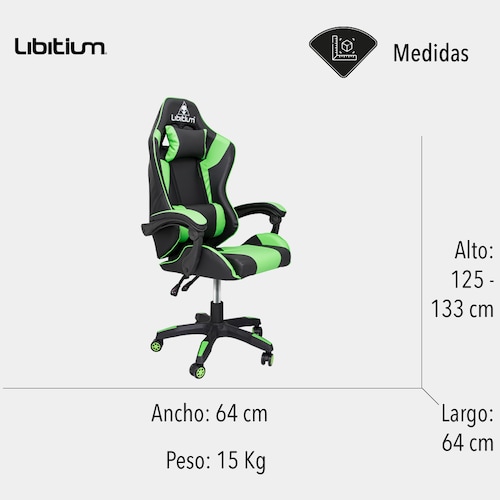 Silla Gamer Libitium Gaming Consola Pc Ergonomica Reclinable Verde