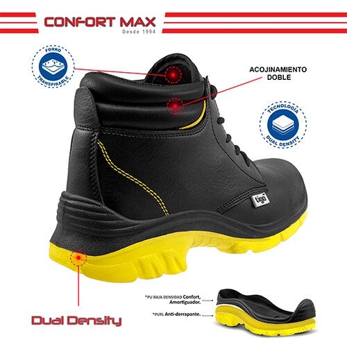 Zapato de Seguridad Tigo by WSM, Ergonómico y muy ligero. Con casquillo de Policarbonato. Bota Industrial. Es un calzado Industrial dieléctrico y antiderrapante. Est. 9005-MT
