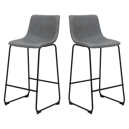 Set De 2 Bancos Altos Para Barra Carlo Gris .