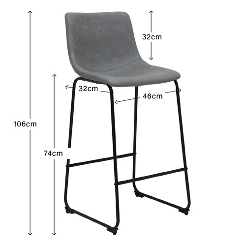 Set De 2 Bancos Altos Para Barra Carlo Gris .