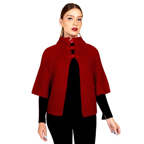 Saco Capa En Tejido Para Mujer *017- Rojo 