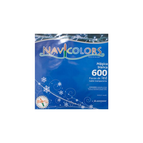Serie Decorativa Luz Led Blanca Fría 600 Focos 8 Funciones Cable Transparente 30 m
