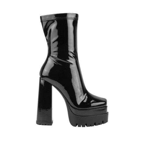 Botas de vestir de charol con doble plataforma Belinda Peregrin, con punta cuadrada, mod. 1085486