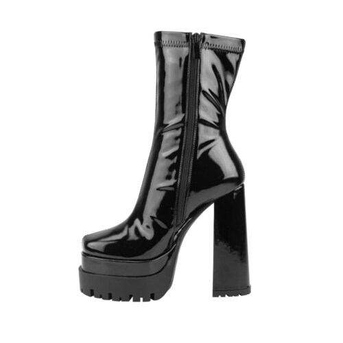 Botas de vestir de charol con doble plataforma Belinda Peregrin, con punta cuadrada, mod. 1085486