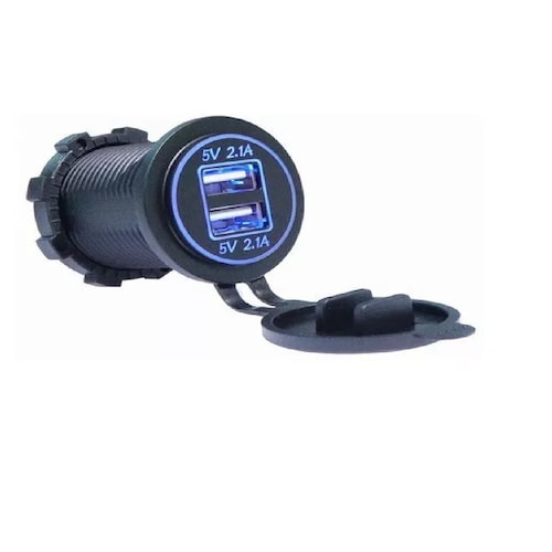 Switch Cargador Usb Doble Para Auto Moto Iluminado 12v 2.1a
