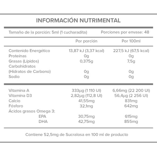 Emulsión ADEVIT con Aceite de Hígado de Bacalao 240 ml, Vitamina A D Calcio Forforo Omega