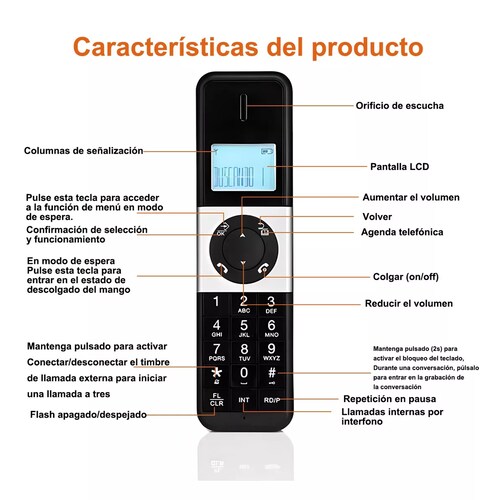 Teléfono Fijo Inalámbrico D1102b Con Contestador Automático