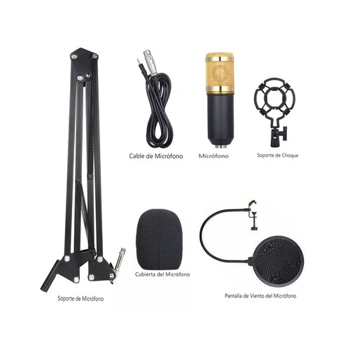 Kit Micrófono Plata De Condensador Con Tarjeta De Sonido V8