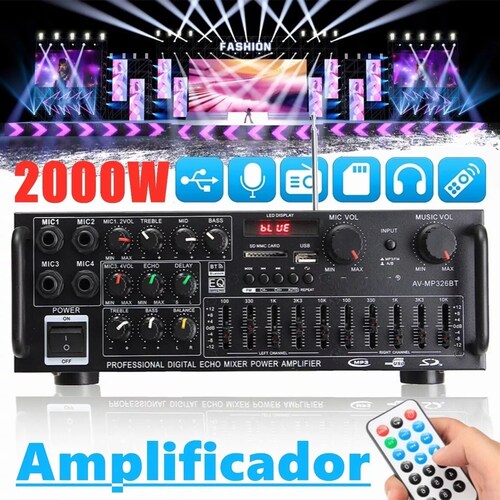Amplificador De Audio Bluetooth 2 Canales  Av-326bt