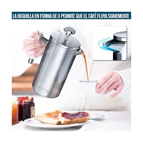 Cafetera Prensa Francesa de Acero Inoxidable de Doble Pared
