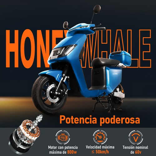 Motobici Eléctrica Honey Whale i009 Azul.