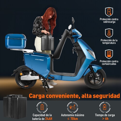 Motobici Eléctrica Honey Whale i009 Azul.
