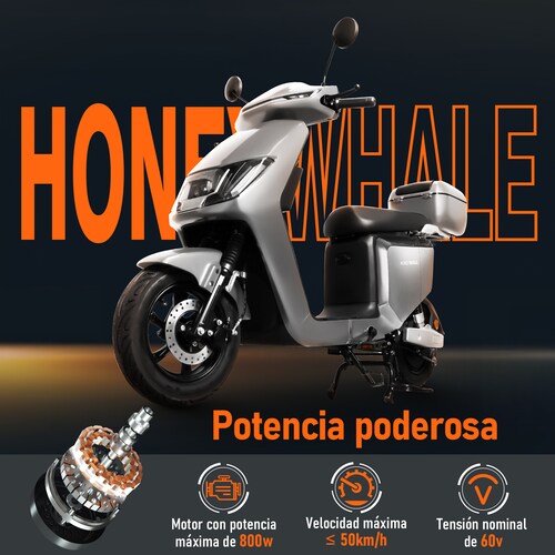 Motobici Eléctrica Honey Whale i009 Gris.
