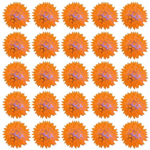 25 Unidades Pelota Mordedera de plástico de 5.5x5.5 Centímetros Gimex Resistente emite luz al presionarlo o moderlo Color Anaranjado