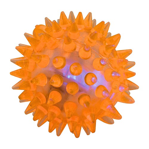 25 Unidades Pelota Mordedera de plástico de 5.5x5.5 Centímetros Gimex Resistente emite luz al presionarlo o moderlo Color Anaranjado