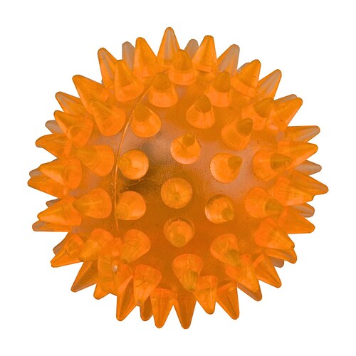 25 Unidades Pelota Mordedera de plástico de 5.5x5.5 Centímetros Gimex Resistente emite luz al presionarlo o moderlo Color Anaranjado