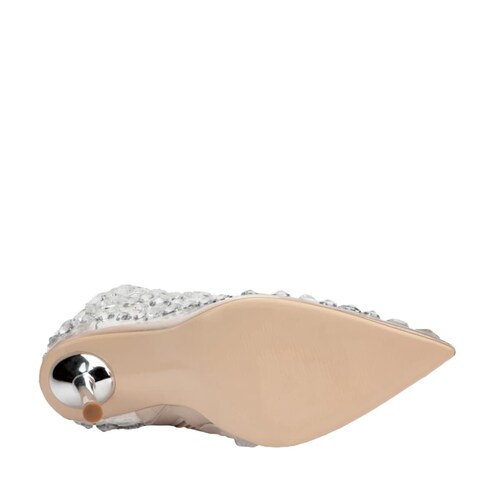 Botas de vestir marca Thalia Sodi, de mica con pedrería y tacón metálico, 1090105