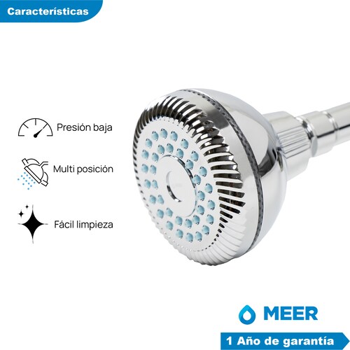 CNX Regadera Cromada ABS para Baño con Tubo de Acero Inoxidable (Con sistema anti-sarro).