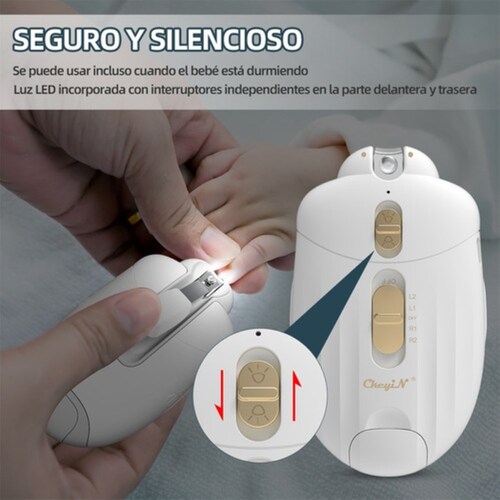 Lima De Uñas Eléctrica Para Bebé Y Adulto Con Luz Led-blanco