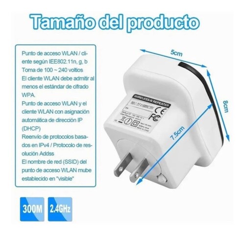 Repetidor Extensor De Señal Wifi De 300 Mbps Blanco