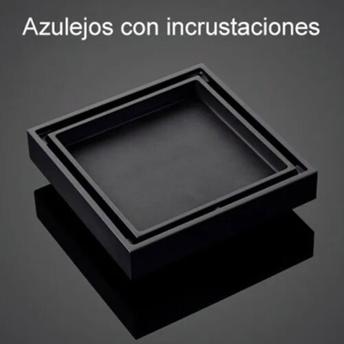 Coladera De Drenaje De Acero Inoxidable Invisible De 10x10cm Negro