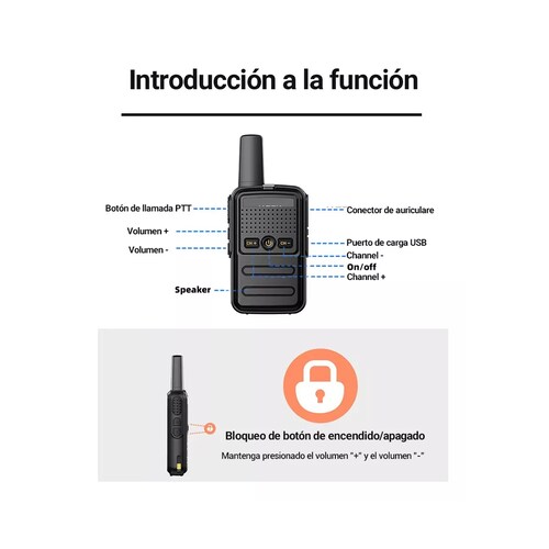 Mini Walkie-talkie Radios Recargable Altavoces Micrófono