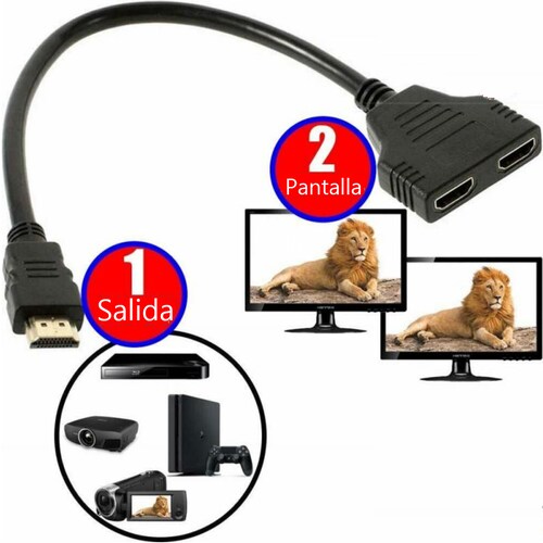 Cable divisor HDMI conmutador vídeo HD adaptador pc consolas portátil pantalla TV negro lap