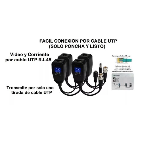 Video Rj45 Salida Bnc +voltaje 1par Transceptor Pasivo