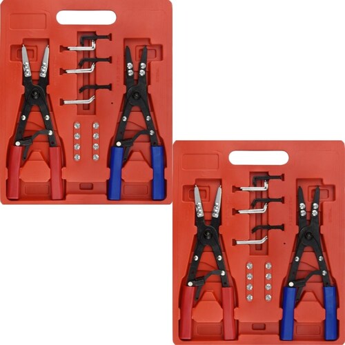 2 Kits Pinzas para anillos Acero al carbón de 25 Centímetros apertura de 1 a 5cm Con puntas intercambiables 2 pinzas Karlen TH110418 Color negro