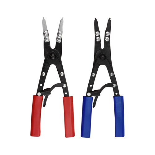 2 Kits Pinzas para anillos Acero al carbón de 25 Centímetros apertura de 1 a 5cm Con puntas intercambiables 2 pinzas Karlen TH110418 Color negro