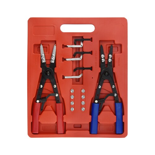 2 Kits Pinzas para anillos Acero al carbón de 25 Centímetros apertura de 1 a 5cm Con puntas intercambiables 2 pinzas Karlen TH110418 Color negro