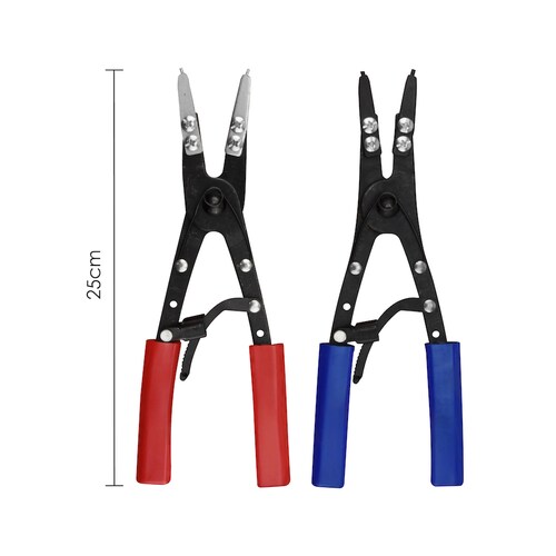 2 Kits Pinzas para anillos Acero al carbón de 25 Centímetros apertura de 1 a 5cm Con puntas intercambiables 2 pinzas Karlen TH110418 Color negro