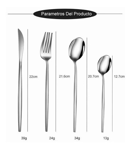 Juego De Cubiertos De Acero Inoxidable, 24 Piezas