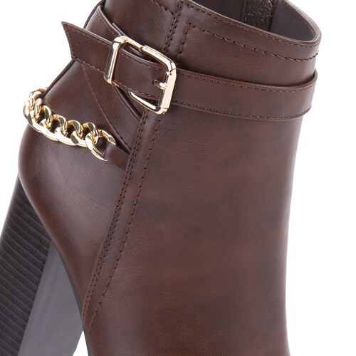 Botines cafés marca Sao Paulo para mujer, con hebilla y cadena, mod. 1087834