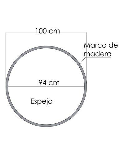 Espejo Redondo Con Marco De Madera Parota 80 cm, Acabado Aparente