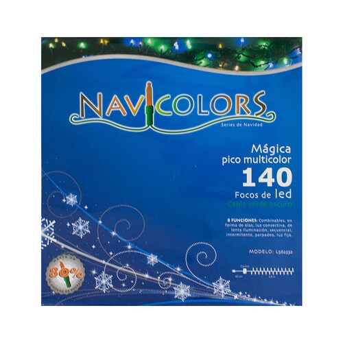 Serie Navideña 140 Led Pico Multicolor 8 Funciones 6.8 Mts